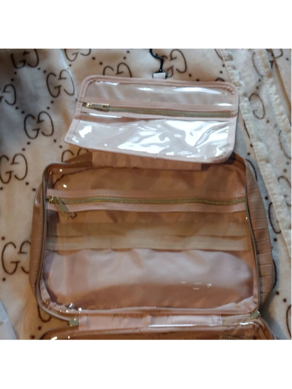 🐊Brown Croc‑Embossed Folding Cosmetic Bag 🧳